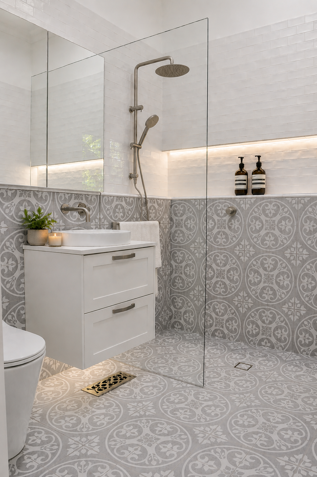 Warm modern bathroom renovation by iBuild Renovations